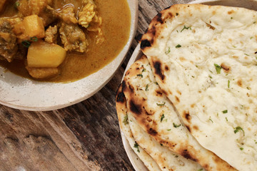 Indian naan bread with curry