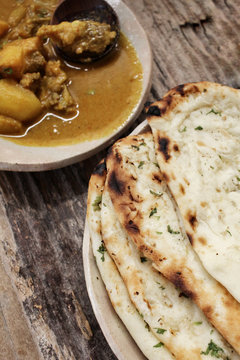 Indian naan bread with curry