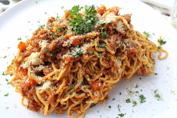 Spaghetti with tomato sauce