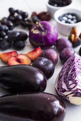 Purple vegetables and fruit