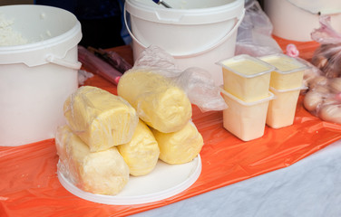 Fresh butter ready to sale at the farmers market