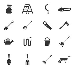 Garden tools simply icons
