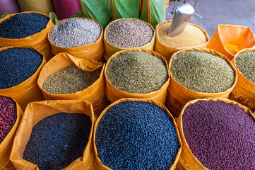 Beans sacks on the market