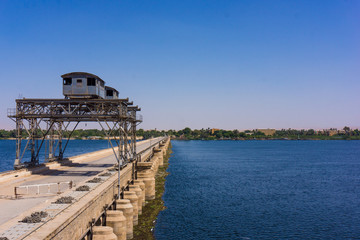 Sluice gate on the Nile river, Egypt.  watergate near Esna