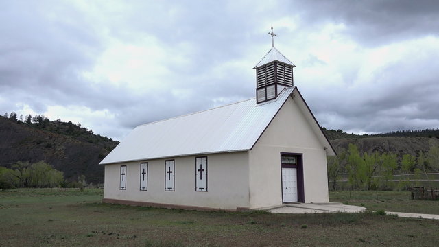 Country church in Rocky Mountain Colorado valley 4K 207