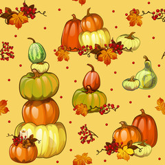 Autumn background with pumpkins for a poster