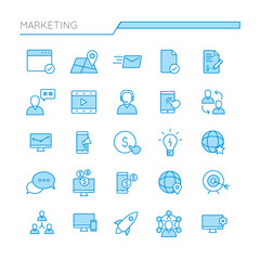 Marketing colored Linear Outline icons set