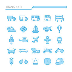 Transport colored Linear Outline icons set