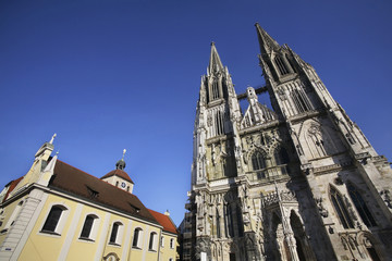 Fototapeta na wymiar Church of St. Peter - the Regensburg Cathedral in Regensburg. Bavaria. Germany