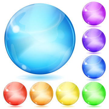 Transparent glass spheres. Transparency only in vector file
