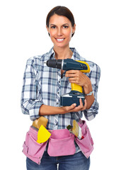 Woman with a drill.