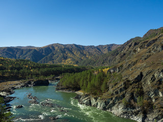 Mountain river in autumn, Altai Mountains, Russia
