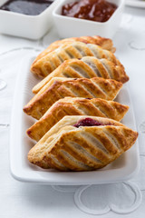 puff pastry with jam on plate