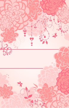 Beautiful pink floral vertical greeting banner