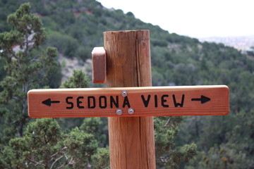 Sedona view sign in Arizona, USA 
