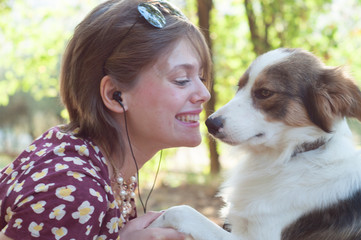 girl and pet dog