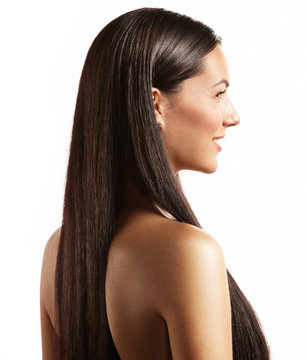 woman with a stright hair from back side