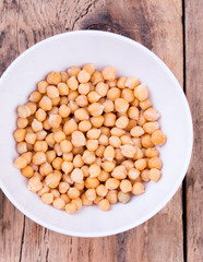 Plate with cooked chick-pea