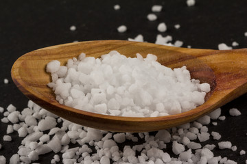 Sea Salt In Wooden Spoon