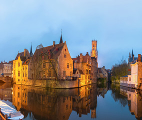 Fototapeta na wymiar Bruges, Belgium at dusk.
