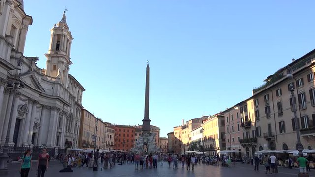 Rome Italy historical Piazza Navona square tourists 4K 047