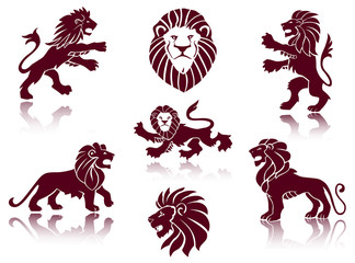 Obraz premium Lions Silhouettes set