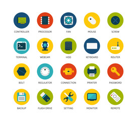 Round icons thin flat design, modern line stroke style