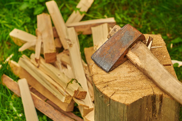 Wood splitter and firewood  