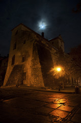 Night view of the monastery wall