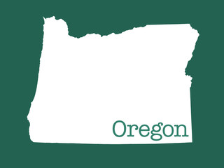 Oregon state outline illustration on green background