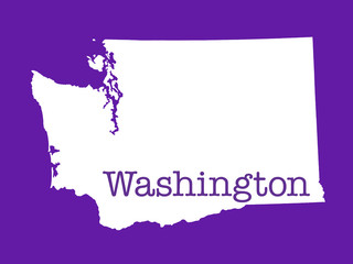 Washington state outline illustration with purple background