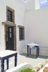 Traditional architecture of Oia village on Santorini island, Gre