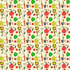 seamless pattern garden supplies vegetables