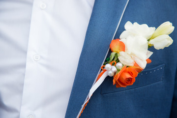 buttonhole on the lapel suit groom