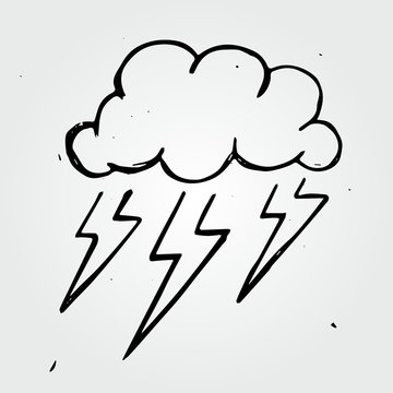 Vector storm cloud, hand drawn