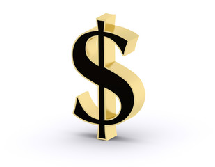 Dollar sign in 3D golden-black