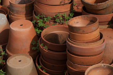 Terracotta pots. Clay vases.