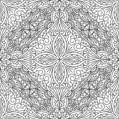 Rich decorated calligraphic outlined stroke monochrome seamless