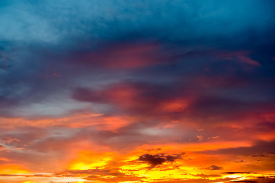colorful sunset on mountain © thawornnurak