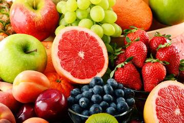 Composition with assorted fruits