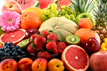 Composition with assorted fruits