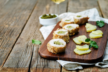 pesto stuffed crumbs chicken