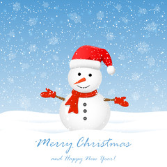 Snowman with snowflakes