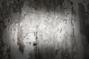 Old weathered wood texture with peeling white paint. Grunge