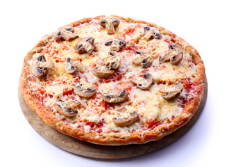 Tasty pizza with vegetables isolated on white