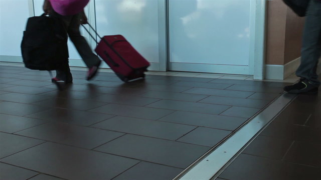 Airport passenger legs walking luggage HD 1896