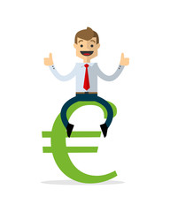 Vector of businessman sit on money sign, euro