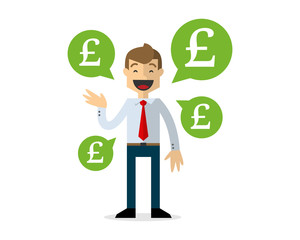 Vector of businessman talk about money, pound