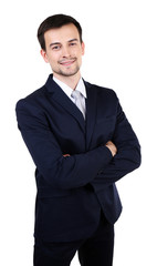 Elegant man in suit isolated on white