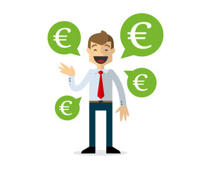 Vector of businessman talk about money, euro